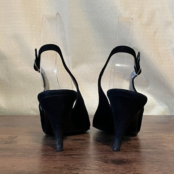 Vintage Bruno Magli Womens Heels Sz 7 AA Black Leather Studded Slingback Pump - Picture 6 of 12